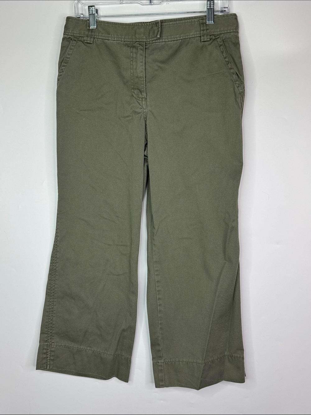 J. Crew Green Wide Leg Cropped Trouser Pants Size 10
